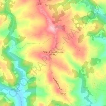 Mappa topografica Paraje ColoniaColonia Fortaleza, altitudine, rilievo