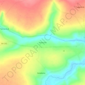 Mappa topografica Surucucu, altitudine, rilievo