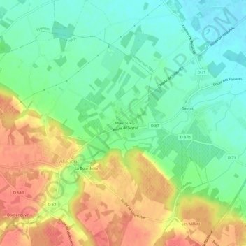 Mappa topografica Mouraux, altitudine, rilievo