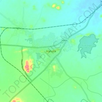 Mappa topografica Mahoba, altitudine, rilievo