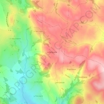 Mappa topografica La Rouquette, altitudine, rilievo