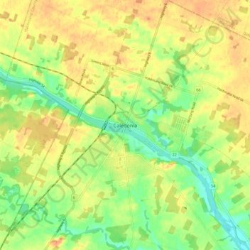 Mappa topografica Caledonia, altitudine, rilievo