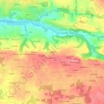 Mappa topografica Trevidiern, altitudine, rilievo