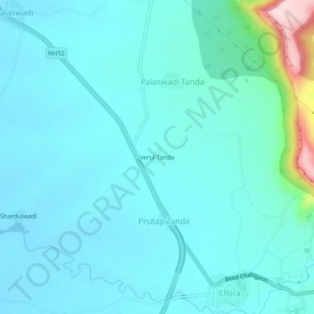 Mappa topografica Verul Tanda, altitudine, rilievo