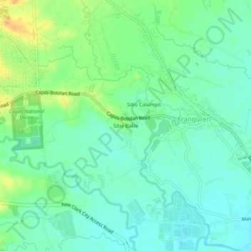 Mappa topografica Sitio Bakle, altitudine, rilievo