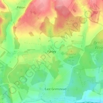 Mappa topografica Farley, altitudine, rilievo