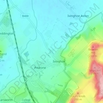 Mappa topografica Ford End, altitudine, rilievo