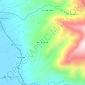 Mappa topografica Alto Mirafores, altitudine, rilievo