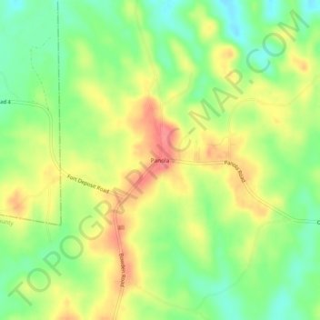 Mappa topografica Panola, altitudine, rilievo