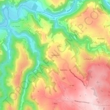 Mappa topografica La Sarette, altitudine, rilievo