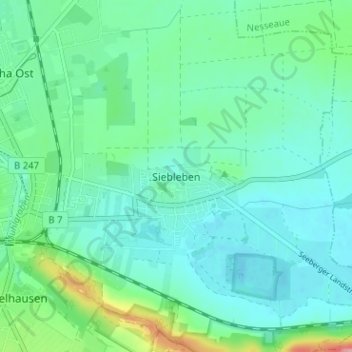 Mappa topografica Siebleben, altitudine, rilievo