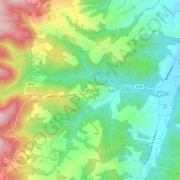 Mappa topografica Garetto Basso, altitudine, rilievo