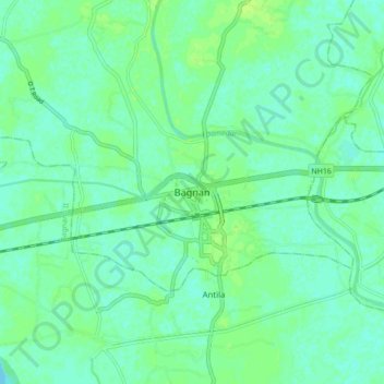 Mappa topografica Bagnan, altitudine, rilievo