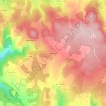 Mappa topografica Laubespin, altitudine, rilievo