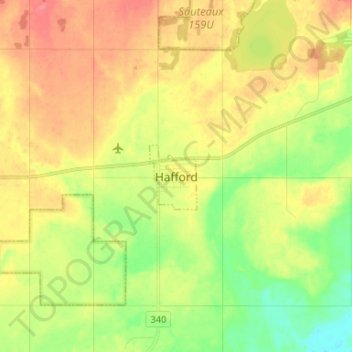 Mappa topografica Hafford, altitudine, rilievo