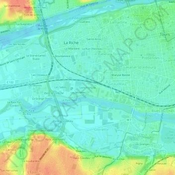 Mappa topografica Saint-François, altitudine, rilievo