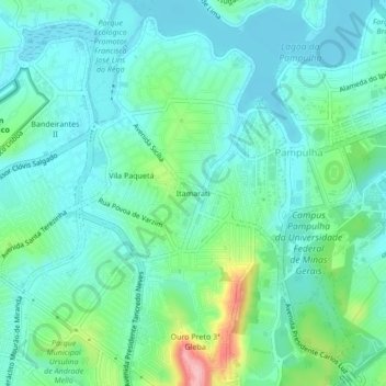 Mappa topografica Itamarati, altitudine, rilievo