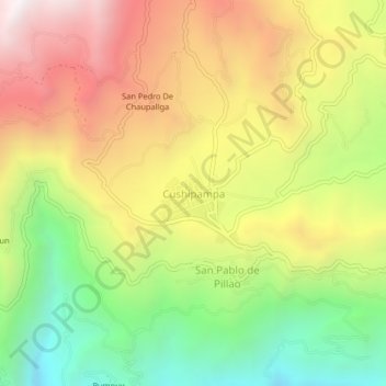 Mappa topografica Cushipampa, altitudine, rilievo