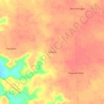 Mappa topografica Ferreira, altitudine, rilievo