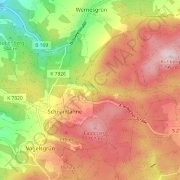 Mappa topografica Hahnenhäuser, altitudine, rilievo