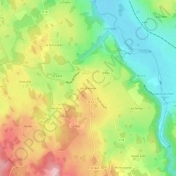 Mappa topografica Les Pradeaux, altitudine, rilievo