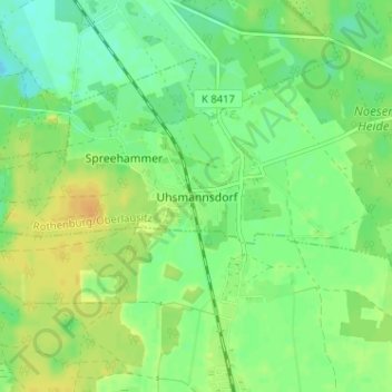 Mappa topografica Uhsmannsdorf, altitudine, rilievo
