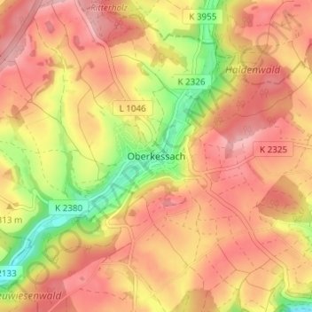 Mappa topografica Oberkessach, altitudine, rilievo
