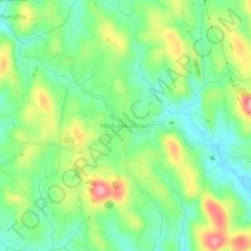 Mappa topografica Nedumkunnam, altitudine, rilievo