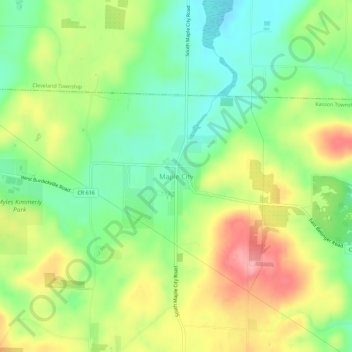 Mappa topografica Maple City, altitudine, rilievo