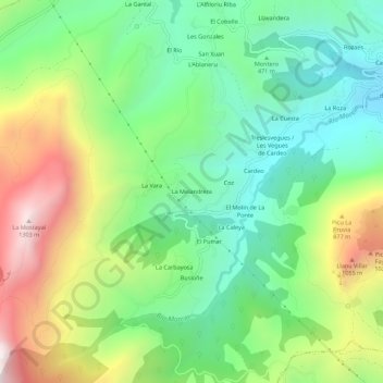 Mappa topografica La Melandrera, altitudine, rilievo