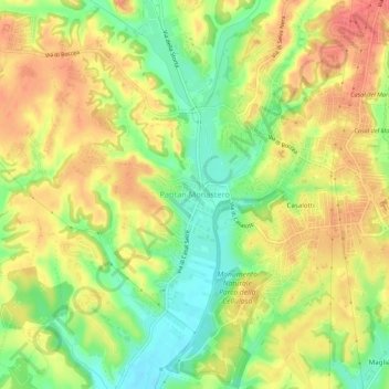 Mappa topografica Pantan Monastero, altitudine, rilievo