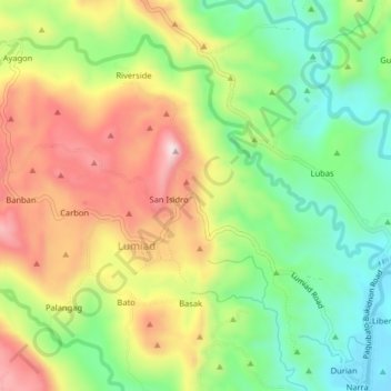 Mappa topografica Tubod, altitudine, rilievo