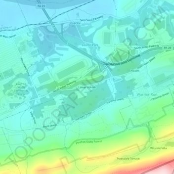 Mappa topografica Lower Askam, altitudine, rilievo