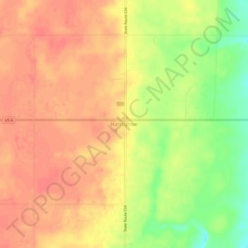 Mappa topografica Hartsgrove, altitudine, rilievo