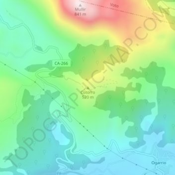 Mappa topografica Cotorro, altitudine, rilievo