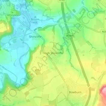 Mappa topografica High Shincliffe, altitudine, rilievo
