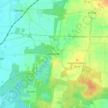Mappa topografica Wischer, altitudine, rilievo