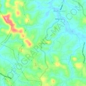 Mappa topografica Vettinad, altitudine, rilievo