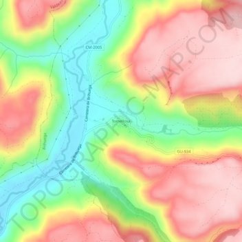 Mappa topografica Tomellosa, altitudine, rilievo