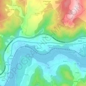 Mappa topografica Razamonde, altitudine, rilievo