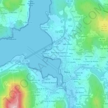 Mappa topografica O Cruceiro de Barro, altitudine, rilievo