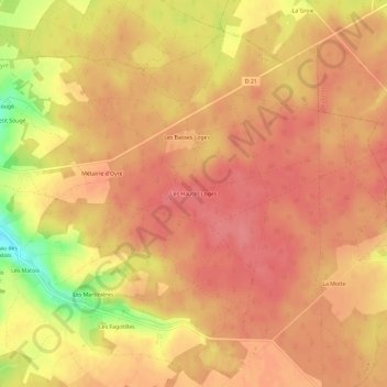 Mappa topografica Les Hautes Loges, altitudine, rilievo