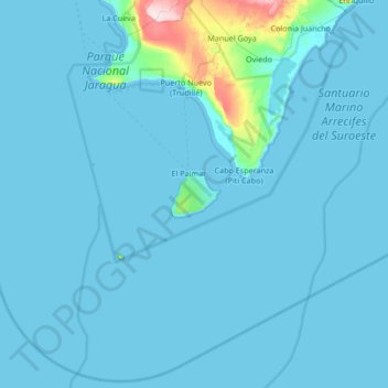 Mappa topografica Isla Beata, altitudine, rilievo