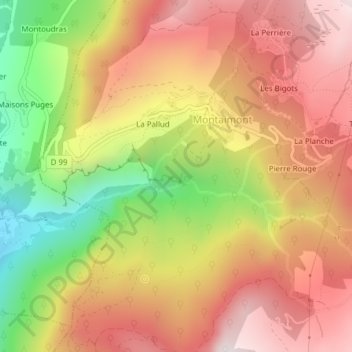 Mappa topografica Croat, altitudine, rilievo