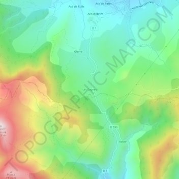 Mappa topografica Les Sagnes, altitudine, rilievo