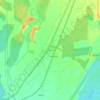 Mappa topografica Banbasa, altitudine, rilievo