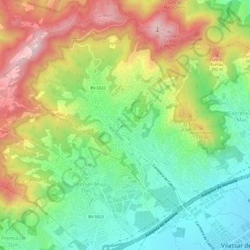 Mappa topografica Cabrils, altitudine, rilievo