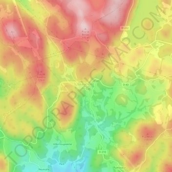 Mappa topografica Beaumont-du-Lac, altitudine, rilievo