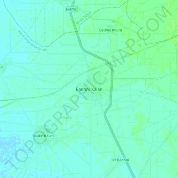Mappa topografica Badhni Kalan, altitudine, rilievo