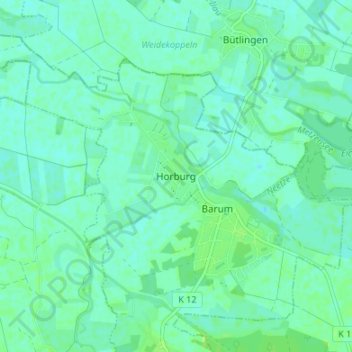 Mappa topografica Horburg, altitudine, rilievo